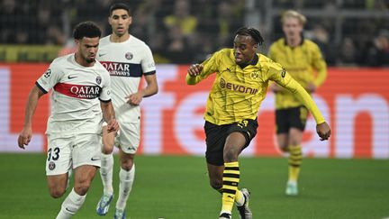 Le Parisien Warren Zaïre-Emery lors du match de Ligue des champions entre le PSG et le Borussia Dortmund, le 13 décembre 2023. (BERND THISSEN / DPA)