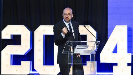 Le président du Conseil européen, Charles Michel, participe au congrès du parti Mouvement réformateur (MR) à Louvain la Neuve, Belgique, le 7 janvier 2024. (FREDERIC SIERAKOWSKI / MAXPPP)