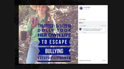 Image postée par le père d'Amy Everett, une Australienne de 14 ans qui a mis fin à ses jours après avoir été harcelée à l'école, le 6 janvier 2018.&nbsp; (TICK EVERETT / FACEBOOK)