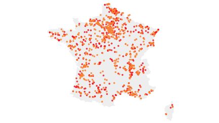 La carte de France des installations classées Seveso. (ROBIN PRUDENT / FRANCEINFO)