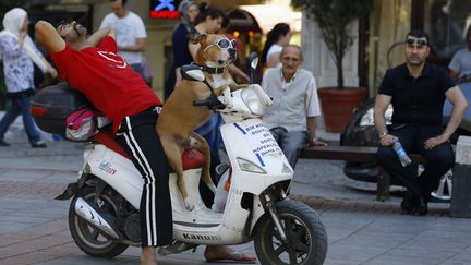 Un homme s'&eacute;tire sur son scooter &agrave; Istanbul (Turquie), le 19 juin 2013. (MARKO DJURICA / REUTERS)