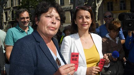 Michèle Rivasi avec Cécile Duflot à Marseille le 26 septembre 2016 (ANNE-CHRISTINE POUJOULAT / AFP)