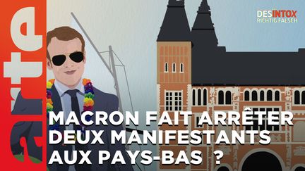 Désintox. Non, Emmanuel Macron n'a pas fait arrêter deux manifestants aux Pays-Bas. (ARTE/2P2L)