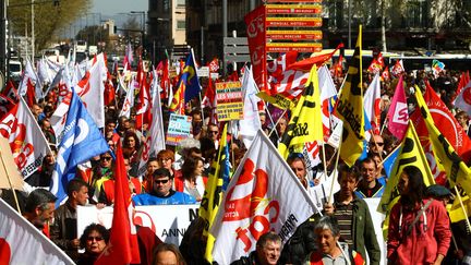 Des manifestants contre l'aust&eacute;rit&eacute;, le 9 avril 2015 &agrave; Perpignan. (  MAXPPP)