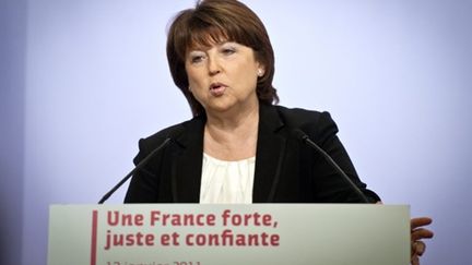 La première secrétaire du PS Martine Aubry adresse ses voeux à la presse le 13 janvier 2011, à Paris. (AFP - Martin Bureau)