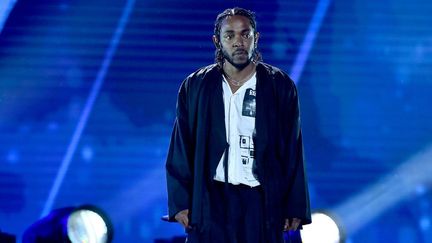 Le rappeur californien Kendrick Lamar lors d'un concert le 28 janvier 2018 au Madison Square Garden, à New York (Etats-Unis). (THEO WARGO / WIREIMAGE / GETTY IMAGES NORTH AMERICA)