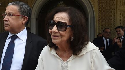 Chadlia Caïd Essebsi, veuve du président tunisien Béji Caïd Essebsi, le 27 juillet 2019 au palais présidentiel lors des funérailles de son mari, à Carthage (Tunisie). (FETHI BELAID / AFP)