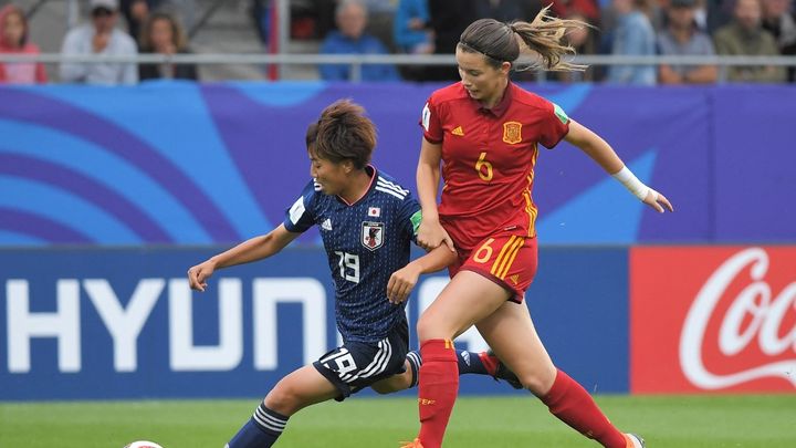 Damaris Egurrola sous les couleurs de l'Espagne lors de la finale de la Coupe du monde U20 face au Japon au stade de la Rabine de Vannes, le 24 août 2018. (LOIC VENANCE / AFP)