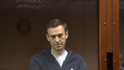 L'opposant russe Alexeï Navalny, le 12 février 2021, au tribunal de Moscou (Russie). (HANDOUT / AFP)