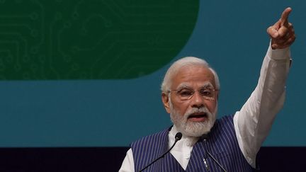 Le Premier ministre indien Narendra Modi, le 4 juillet 2022, à&nbsp;Gandhinagar. (SAM PANTHAKY / AFP)