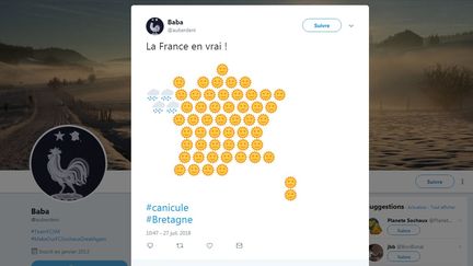 Les internautes ironisent sur la météo en Bretagne.&nbsp; (@AUBERDENI / TWITTER)