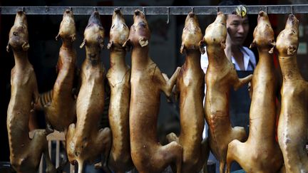 Un étal de viande de chiens, le 21 juin 2015 à Yulin (Chine). (KIM KYUNG HOON / X01368)