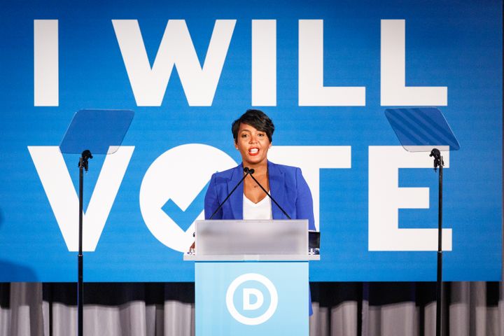 La maire d'Atlanta, Keisha Lance Bottoms lors d'un rassemblement du comité démocrate, à Atlanta, en Georgie (Etats-Unis), le 6 juin 2020.&nbsp; (DUSTIN CHAMBERS / GETTY IMAGES NORTH AMERICA / AFP)