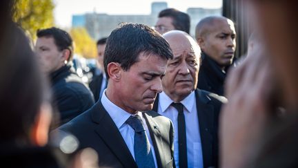 Manuel Valls à la sortie de son intervention à l'école militaire&nbsp; (AFP : Christophe Petit Tesson)