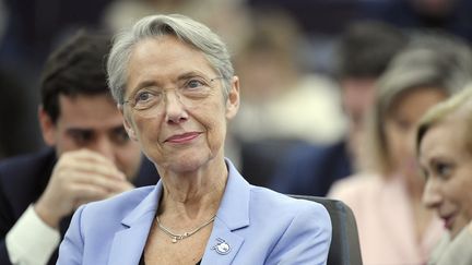 La Première ministre Elisabeth Borne lors du 70e anniversaire du Parlement européen à Strasbourg le 22 novembre 2022. (FREDERICK FLORIN / AFP)