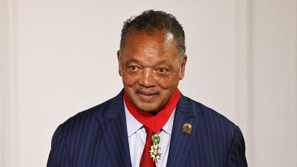 Le révérend&nbsp;Jesse Jackson, le 19 juillet 2021 à Paris. (LUDOVIC MARIN / AFP)