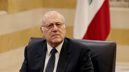 Le Premier ministre libanais, Najib Mikati, lors d'une réunion à Beyrouth (Liban), le 11 janvier 2024. (JOSEPH EID / AFP)