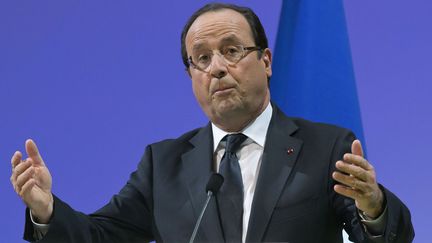 Fran&ccedil;ois Hollande, lors d'un discours le 3 d&eacute;cembre 2013, &agrave; Paris. (MICHEL EULER / AFP)