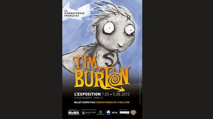 Affiche de l’exposition - Sans titre (La Triste Fin du petit enfant huître et autres histoires). 1998
 (2011 Tim Burton/ Graphisme © CINECULTURE/ Roland Lecouteux/ Cinémathèque française )