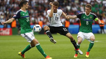 L'Allemagne de Thomas Müller s'est procurée de nombreuses occasions face à l'Irlande du Nord. (ODD ANDERSEN / AFP)