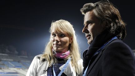 Margarita Louis-Dreyfus, propriétaire de l'OM et Vincent Labrune, Président. (ANNE-CHRISTINE POUJOULAT / AFP)