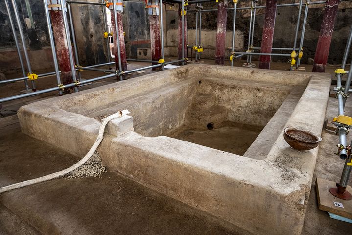 Complexe thermal découvert sur le site archéologique de Pompéi, vendredi 17 janvier 2025. (HANDOUT / PARCO ARCHEOLOGICO DI POMPEI PRE / AFP)