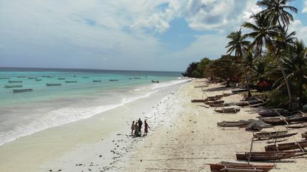 Sur une plage de l'archipel de&nbsp;Zanzibar (Tanzanie), le 23 août 2018. (MAHMUT SERDAR ALAKUS / ANADOLU AGENCY / AFP)