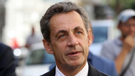 Nicolas Sarkozy lors d'un déplacement à Nice (Alpes-Maritimes), le 17 septembre 2016. (VALERY HACHE / AFP)