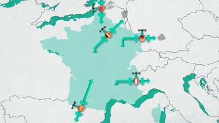 Les interconnexions gazières entre la France et ses voisins. (ASTRID AMADIEU / FRANCEINFO)