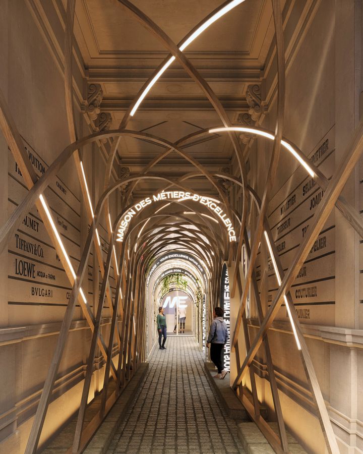 Maquette de la Maison des métiers d'excellence, rue Bayard, à Paris. (LVMH)