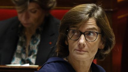 La nouvelle ministre de la Santé, Agnès Firmin Le Bodo, à l'Assemblée nationale, le 20 décembre 2023. (LUDOVIC MARIN / AFP)