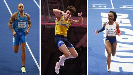 Marcell Jacobs, Armand Duplantis et Cyrena Samba-Maleya ont brillé lors de ces Mondiaux. (Laurent Lairys / DPPI via AFP ANDREJ ISAKOVIC / AFP)