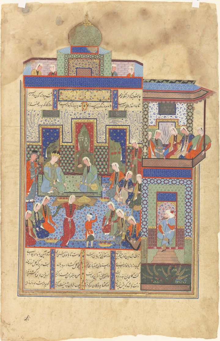 Bahram Gur dans le pavillon vert, Iran, Chiraz, vers 1560-1570
 (Louvre Abu Dhabi / Agence photo F)