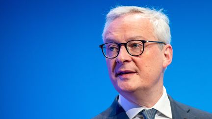 Le ministre de l'Economie Bruno Le Maire, lors d'un colloque sur le climat et la croissance à Paris, le 5 décembre 2023. (STEPHANE MOUCHMOUCHE / HANS LUCAS / AFP)