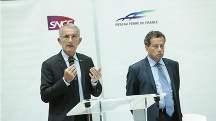 &nbsp; (Guillaume Pepy président de la SNCF et de Jacques Rapoport président directeur general de RFF © Maxppp)