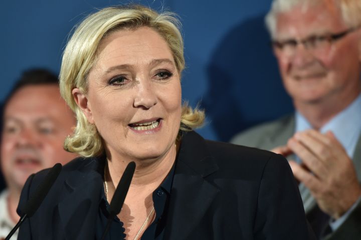 La présidente du FN, Marine Le Pen, après le second tour des législatives, le 18 juin 2017, à Hénin-Beaumont (Pas-de-Calais).&nbsp; (DENIS CHARLET / AFP)