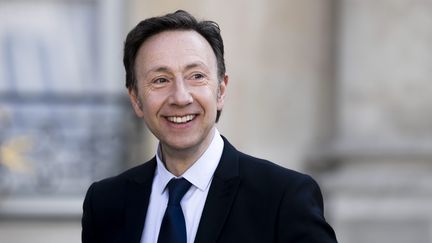 Stéphane Bern à l'Elysée le 17 avril 2019, pour une réunion sur la reconstruction de Notre-Dame de Paris (VINCENT ISORE / MAXPPP)