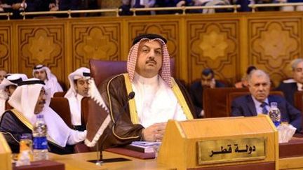 La réunion des ministres des Affaires étrangères de la Ligue arabe au Caire le 1-9-2013. Ici, le représentant du Qatar, Khalid bin Mohammad Al Attiyah. (AFP - Anadolu Agency - Muhammed Elshamy )