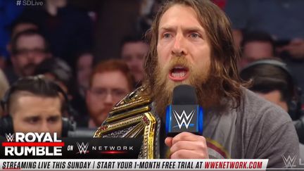 Daniel Bryan à la Royal Rumble, en janvier 2019. Capture d’écran du site de W Network, chaîne de télévision canadienne.&nbsp; (CAPTURE D’ECRAN)