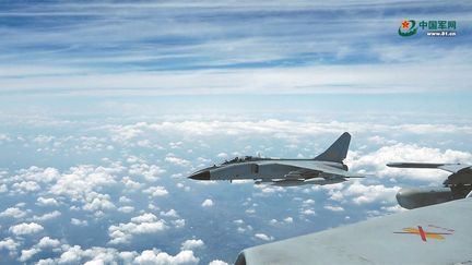 A Chinese plane flies over Taiwan on May 24, 2024. (FENG HAO/PLA/CHINA MILITARY/ANADOLU)