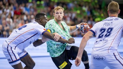 Montpellier s'est incliné face à Berlin en demi-finale de la Ligue européenne de handball, le 27 mai 2023. (SASCHA KLAHN / AFP)