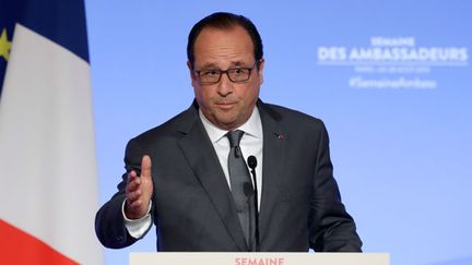 &nbsp; (François Hollande à l'Elysée, lors du discours d'ouverture de la semaine des ambassadeurs © REUTERS/Philippe Wojazer)