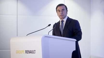 Le patron du groupe Renault, Carlos Ghosn, lors d'une conférence de presse à Boulogne-Billancourt, le 12 février 2016. (MAXPPP)