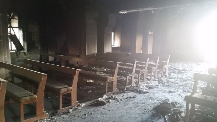 L'église de Bartella (Irak) a été saccagée par les jihadistes du groupe État islamique (RADIO FRANCE / MATHILDE LEMAIRE)