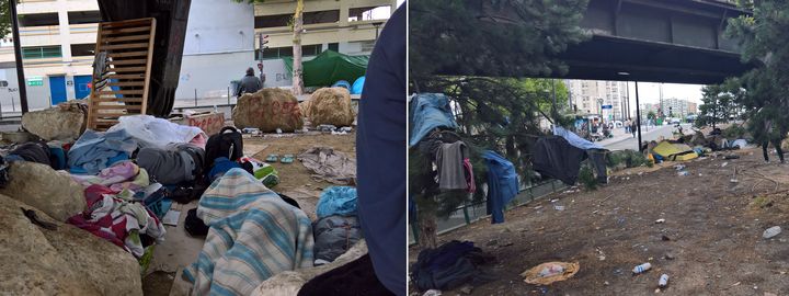 Les conditions d'hygiène sont déplorables dans le camp de fortune de la porte de la Chapelle, à Paris.&nbsp; (F. MAGNENOU / FRANCEINFO)