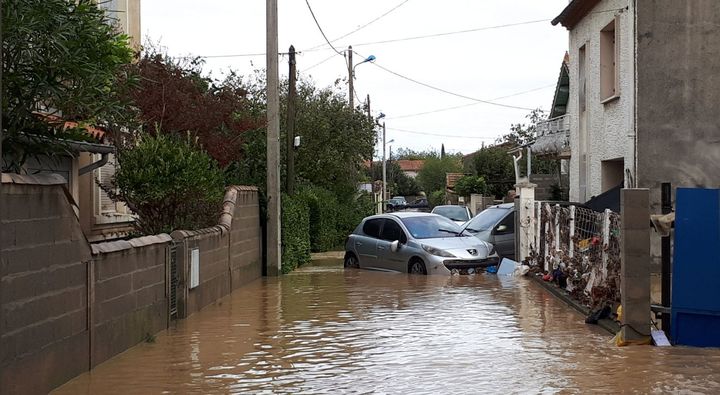 Des maisons inhabitables à Trèbes en raison des inondations le 15 octobre 2018. (BENJAMIN MATHIEU / RADIO FRANCE)