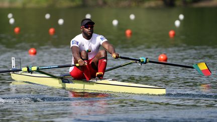 Privel Hinkati&nbsp; participe au World Rowing Cup II à Lucerne (Suisse), le 27 mai 2016. (PHILIPP SCHMIDLI / GETTY IMAGES EUROPE)