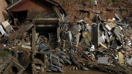 Nova Friburgo, près de Rio de Janeiro est l'une des villes les plus touchées, le 18 janvier 2011 (AFP PHOTO / Mauricio LIMA)