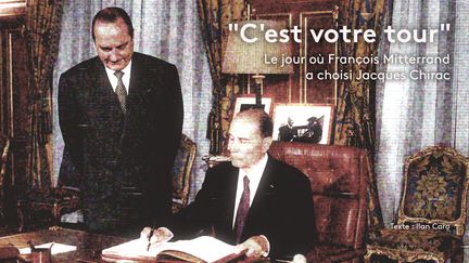 Jacques Chirac et François Mitterrand, dans le bureau du maire de Paris, le 25 août 1994. (FREDERIC HUGON / AFP)