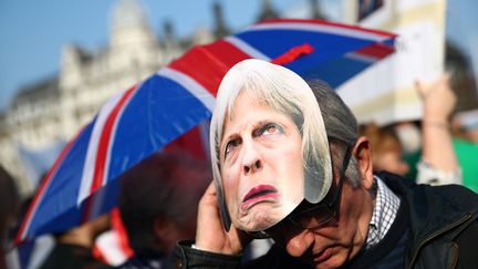 Un manifestant pro-Brexit devant Westminster, vendredi 29 mars 2019.&nbsp; (HANNAH MCKAY / REUTERS)